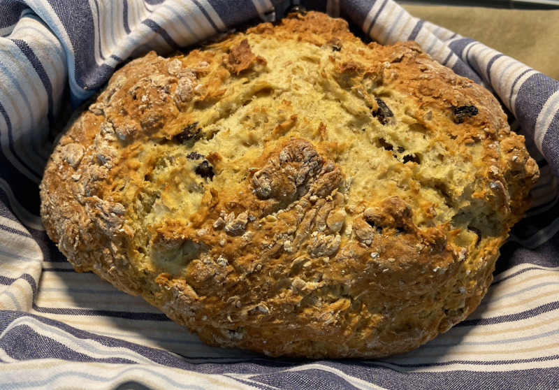 Irish style soda bread with raisins